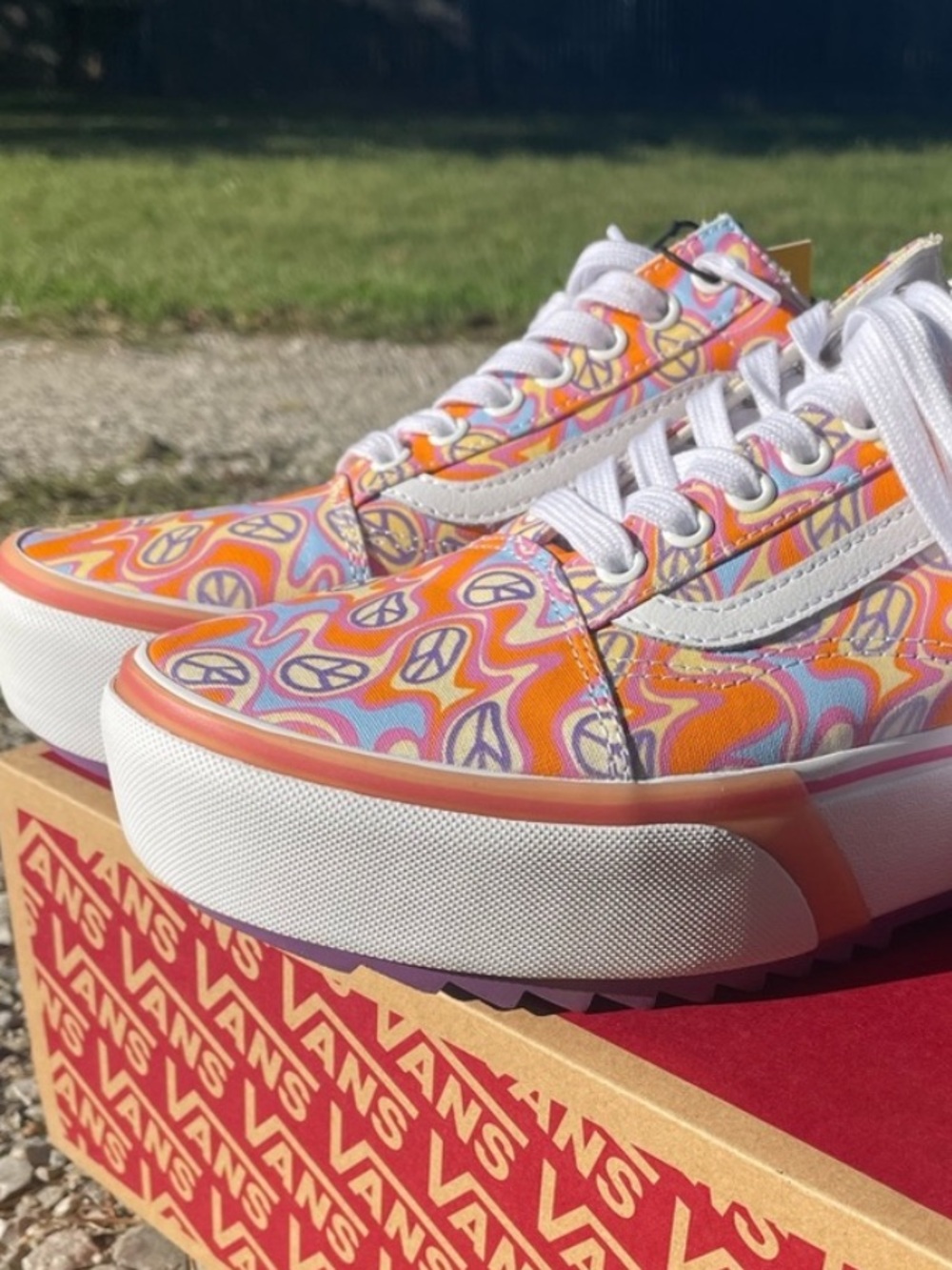 Vans | Stacked Old Skool UV React Sneakers Orange Peace Size 6.5 / 8 - Picture 2 of 12